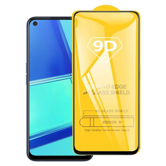 9D tempered glass screen protector with full-glue fit, shown on a smartphone display
