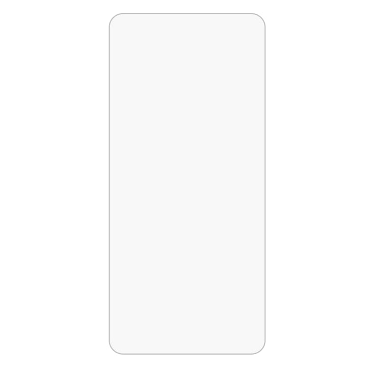 Clear tempered glass screen protector film, rectangular with rounded corners.