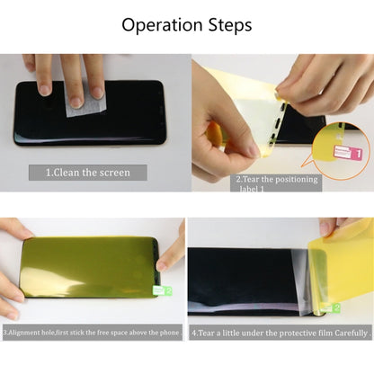 Screen protector application steps: clean, align, and position the film