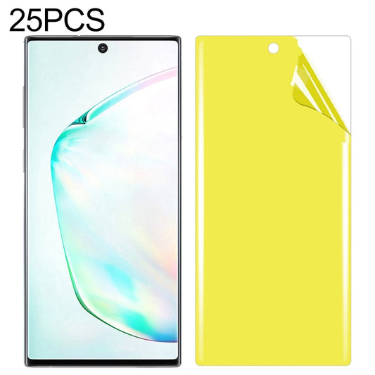25-pack soft TPU front screen protector film for Galaxy Note 10+, full coverage, yellow