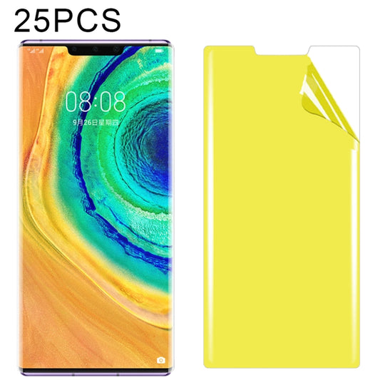 Phone screen protector film pack, clear full-coverage sheet with yellow backing