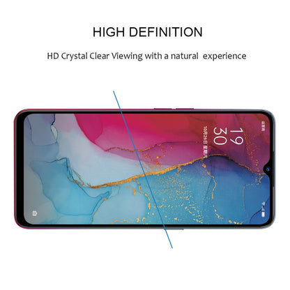 Full screen tempered glass protector fitted to a smartphone, clear viewing surface