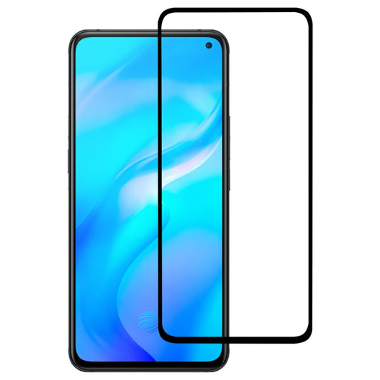 Full-cover tempered glass screen protector for smartphone, with black frame overlay