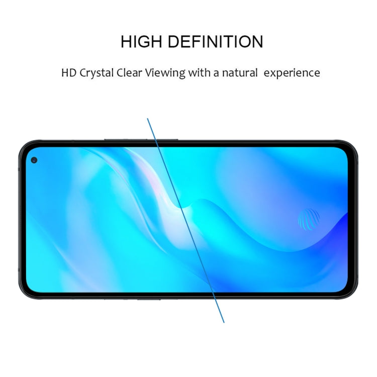 Wide tempered glass screen protector covering smartphone front panel