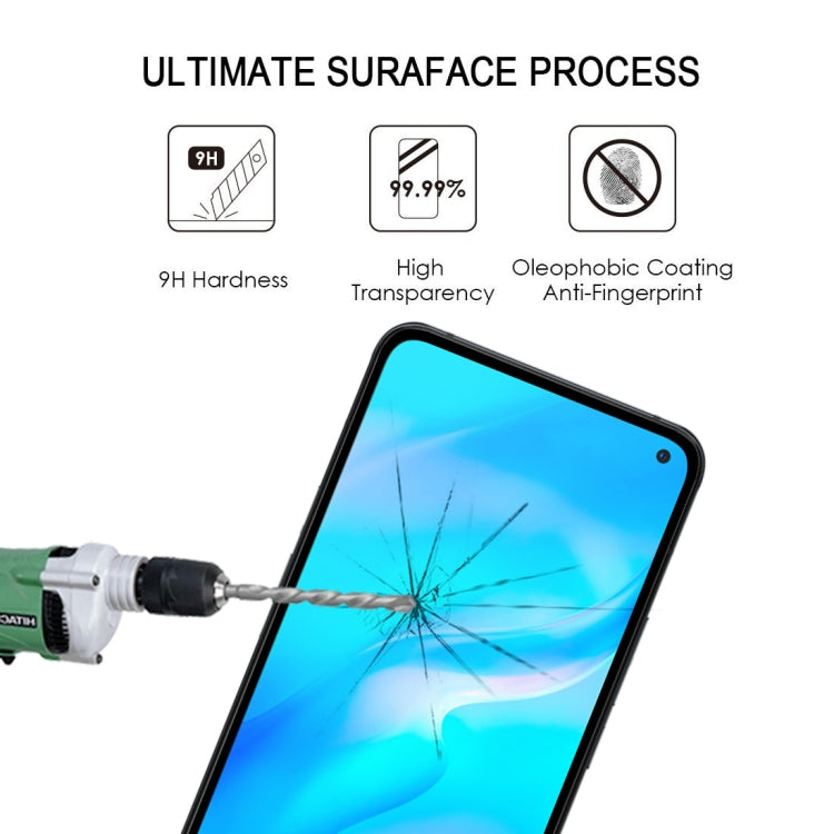 Tempered glass screen protector on smartphone display with cracked glass effect