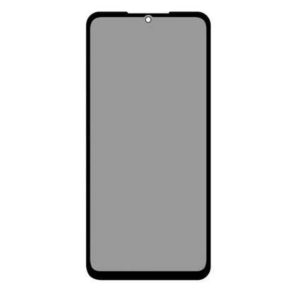 Full-cover anti-spy tempered glass screen protector with top speaker and camera cutout.