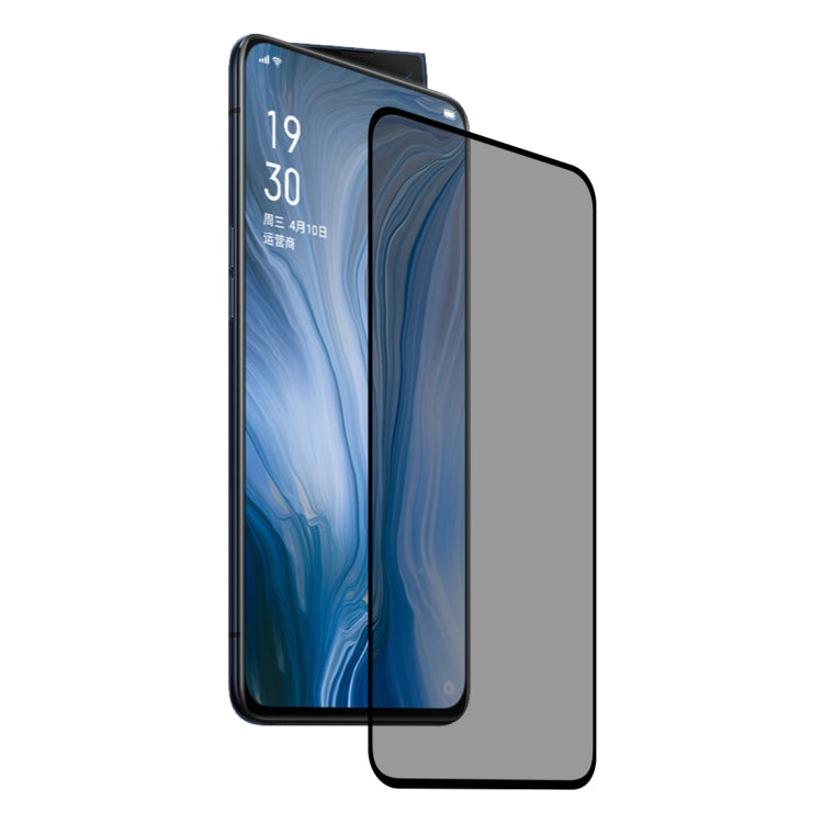 Full cover anti-spy tempered glass screen protector for OPPO Reno 10x zoom, angled