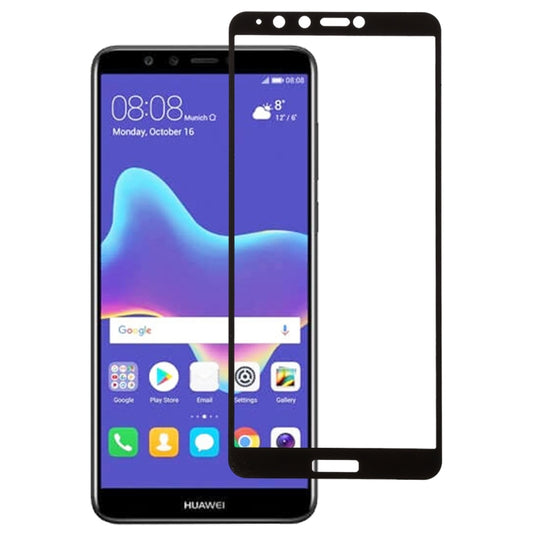 Black full-screen tempered glass screen protector film for Huawei Y9 (2018)