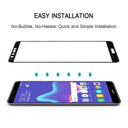 Black tempered glass screen protector film for Huawei Y9 (2018) quick, bubble-free install