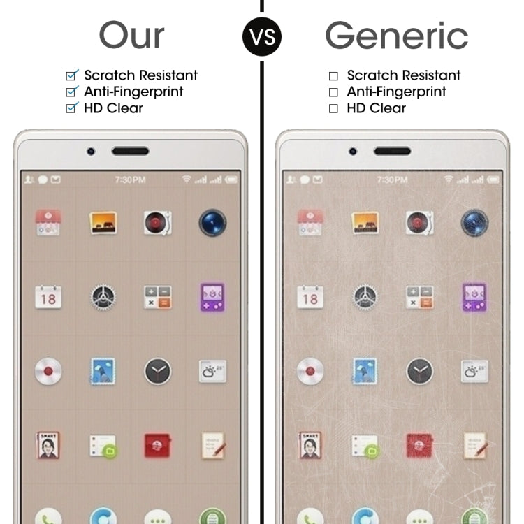 Tempered glass screen protector comparison view, clear protective film on phone