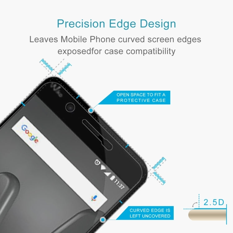Tempered glass screen protector designed for curved phone screen edges, 2.5D