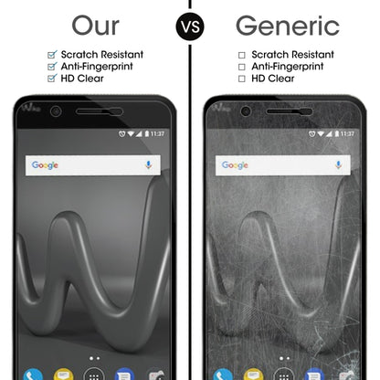 Tempered glass screen protector comparison showing clearer coverage on a smartphone