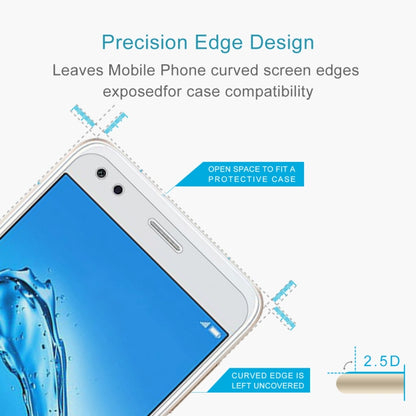Tempered glass screen protector with 2.5D curved edges and open area for case fit