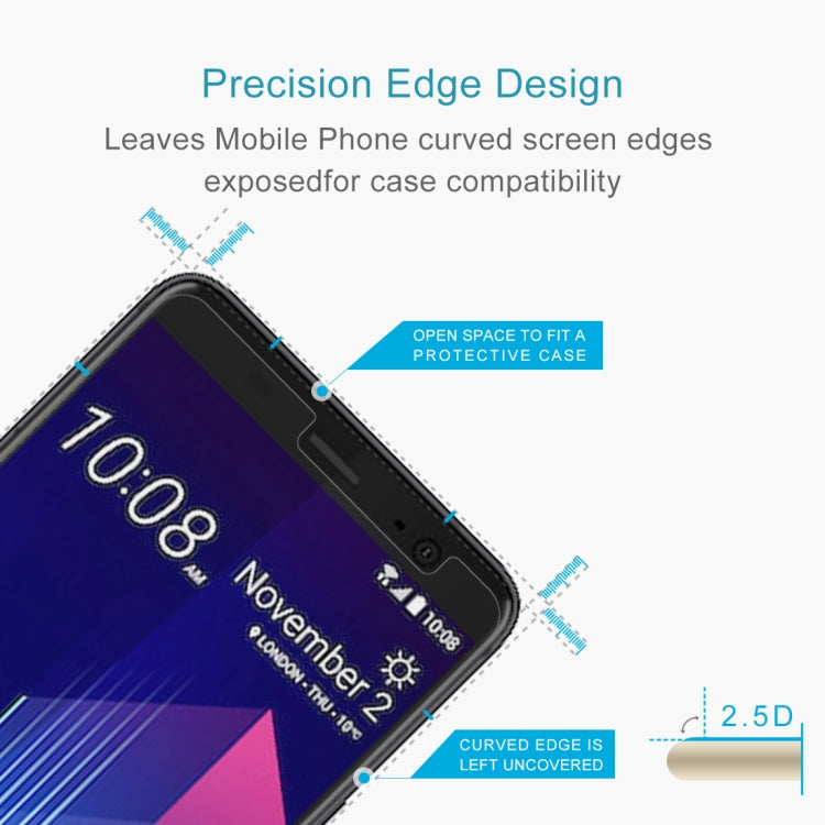Curved edge tempered glass screen protector with open design for case compatibility