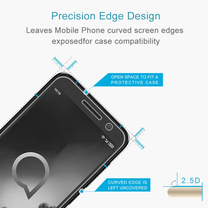 2.5D tempered glass screen protector with curved edges, left edge uncovered