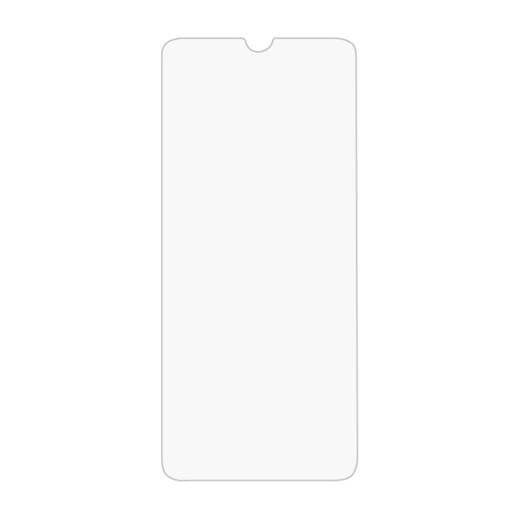 Tempered glass screen protector for smartphone, clear front with cutout notch