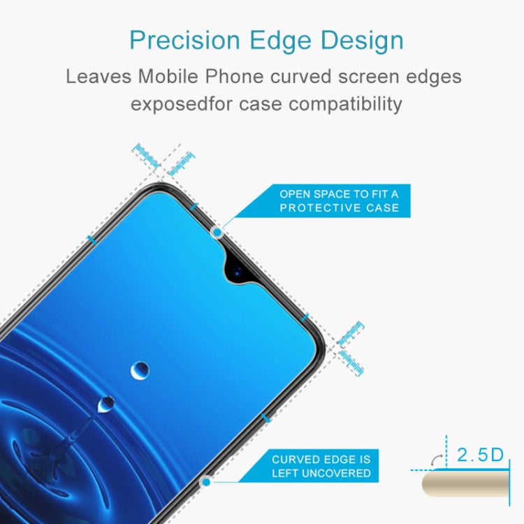 Tempered glass screen protector film on phone corner, left edge uncovered