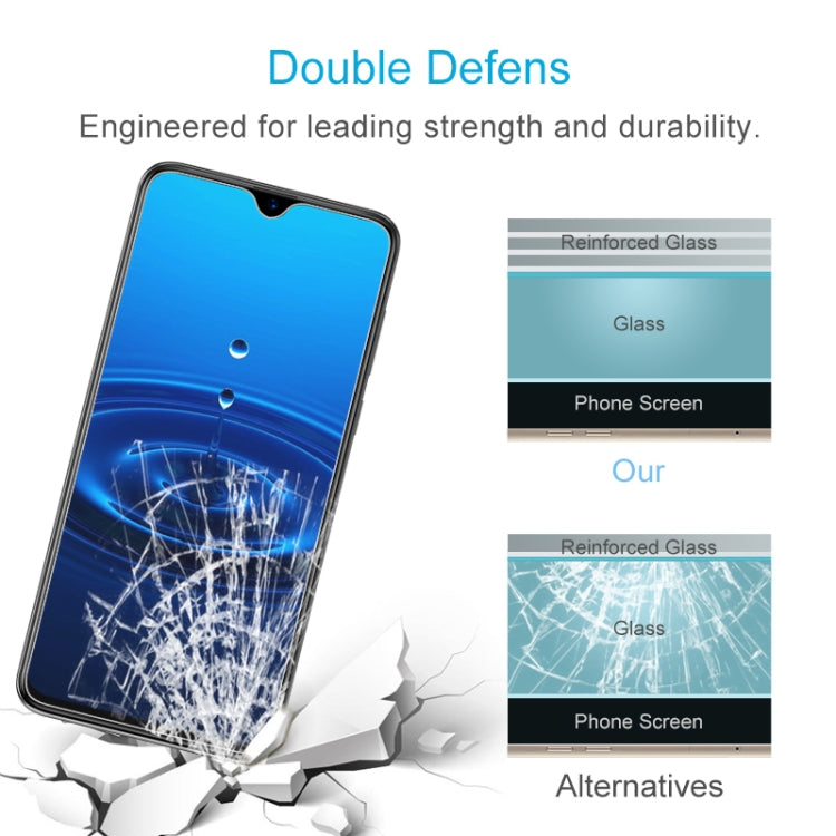 Tempered glass screen protector film over cracked smartphone screen, reinforced design
