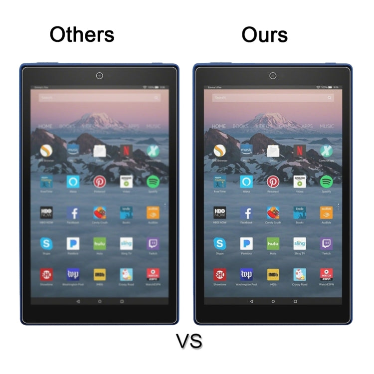 Tempered glass screen protector film comparison for tablet screens.