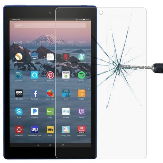Tempered glass screen protector film for tablet, clear panel over display with impact cracks