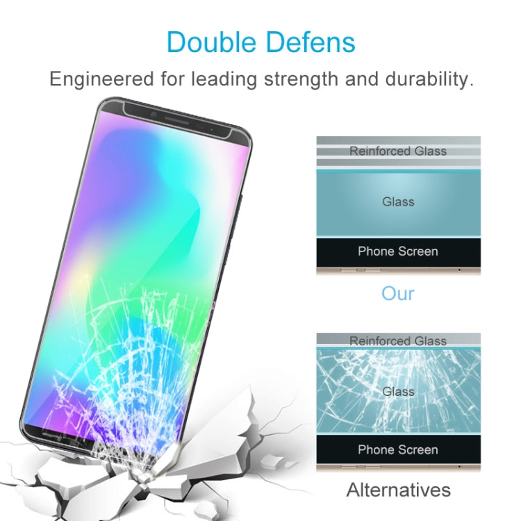 Tempered glass screen protector with reinforced glass layers and impact crack example