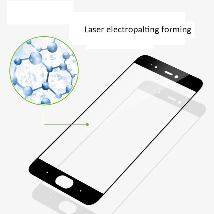 Tempered glass screen protector with black frame, shown in forming process diagram