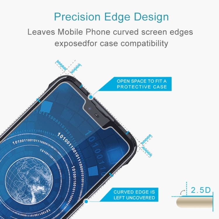 Tempered glass screen protector showing curved 2.5D edge for case compatibility