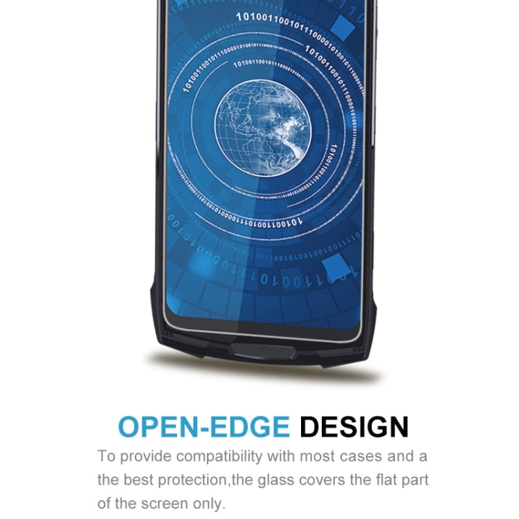 Tempered glass screen protector aligned to phone display with open-edge design