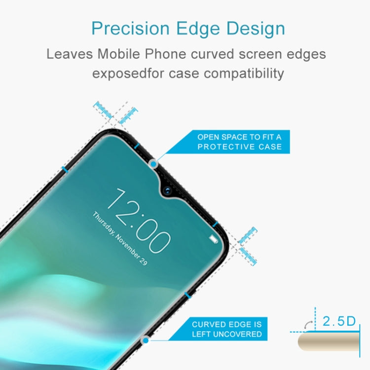 2.5D tempered glass screen protector with curved edges and left uncovered area