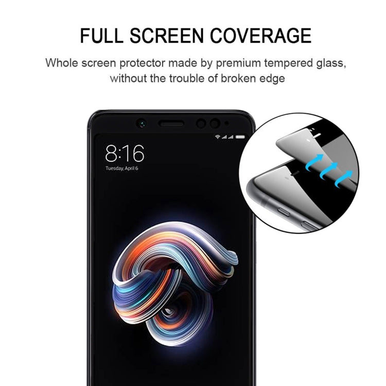 Full-screen tempered glass protector with 2.5D curved edges for Redmi Note 5 Pro