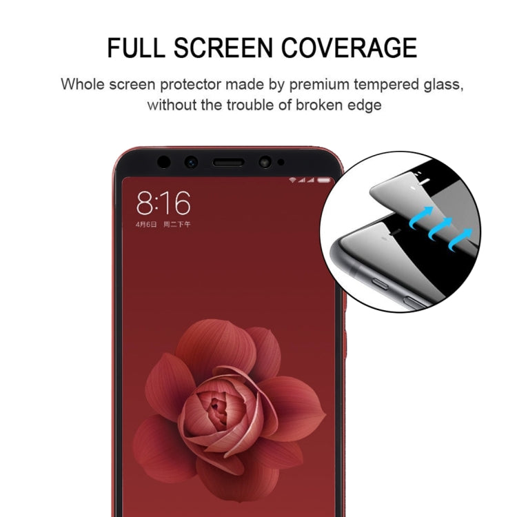 Black full-screen tempered glass screen protector film for Mi 6X, curved 2.5D fit