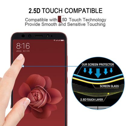 Black 2.5D tempered glass screen protector film for Mi 6X, smooth touch