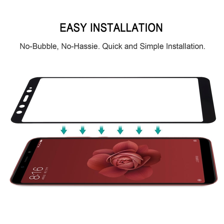 Black full-screen tempered glass screen protector film for Mi 6X, easy no-bubble install