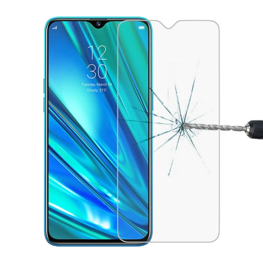 Tempered glass screen protector on smartphone display, with cracked impact pattern.