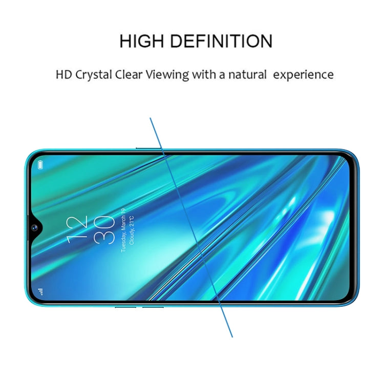 HD tempered glass screen protector showing full-width coverage on a smartphone screen