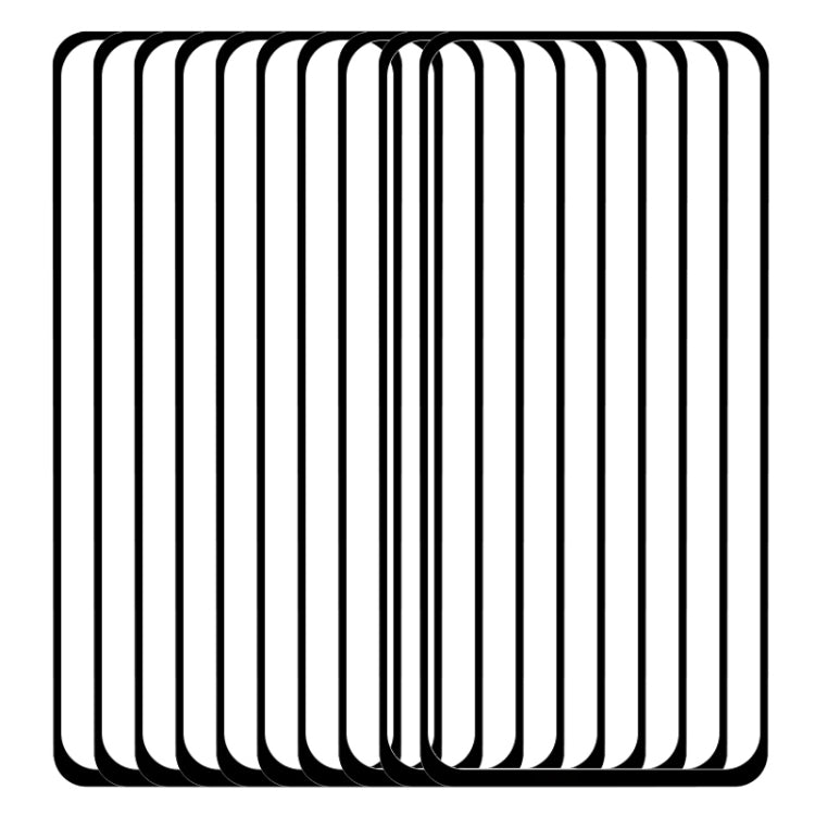 Full-cover tempered glass screen protectors, 25-pack, clear sheets with rounded black edges