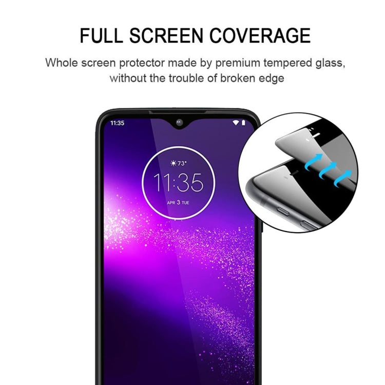 Full-screen tempered glass screen protector with precise cutouts and smooth adhesive layer detail.