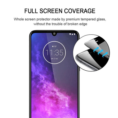 Tempered glass screen protector film for Motorola One Zoom, aligned on front glass.