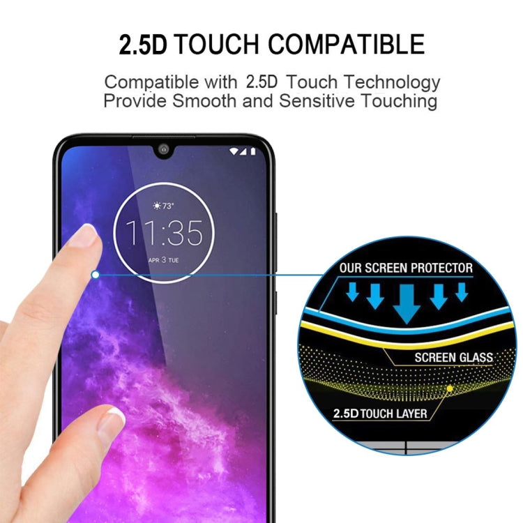 2.5D tempered glass screen protector film for Motorola One Zoom, smooth touch fit.