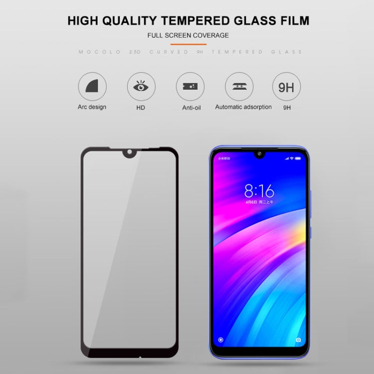 mocolo tempered glass screen protector film for Xiaomi Redmi 7, blank and installed