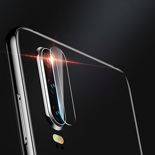 mocolo rear camera lens tempered glass film on black phone case, curved 2.5D