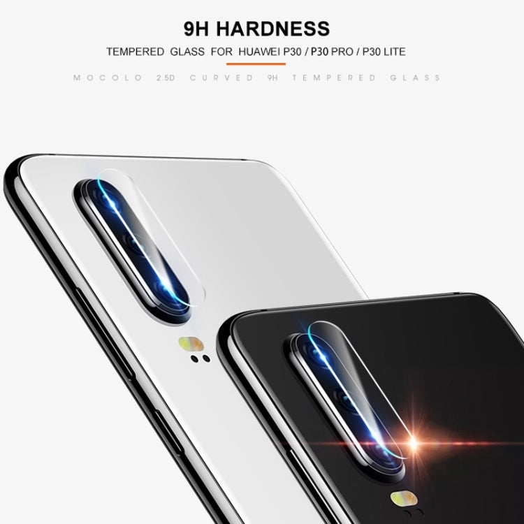 rear camera lens tempered glass film shown on white smartphone, curved edges