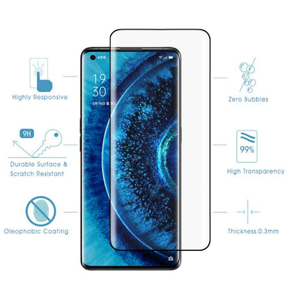 Transparent 9H curved tempered glass film installed on a smartphone screen