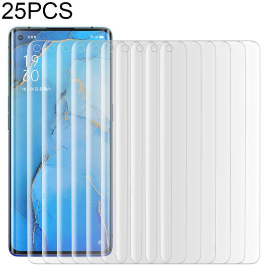 Transparent tempered glass screen protectors set with curved edge, 25-pack