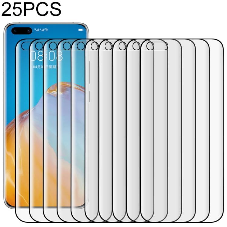 25-pack transparent 3D curved tempered glass screen protectors for Huawei P40 Pro