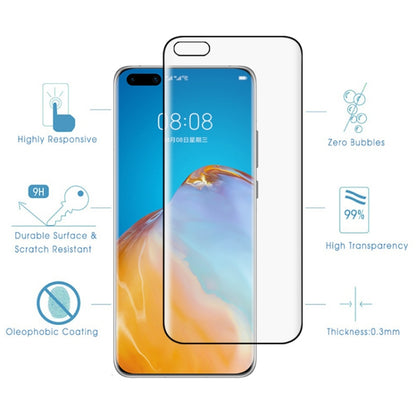 Transparent 3D curved tempered glass screen protector on Huawei P40 Pro front