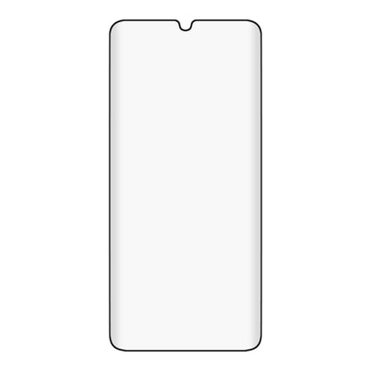 Curved-edge tempered glass screen protector film with cutout for front sensors