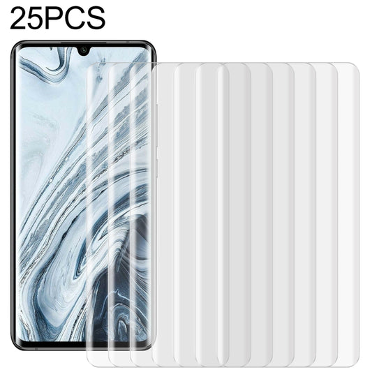 25-pack curved tempered glass screen protectors for a black smartphone screen