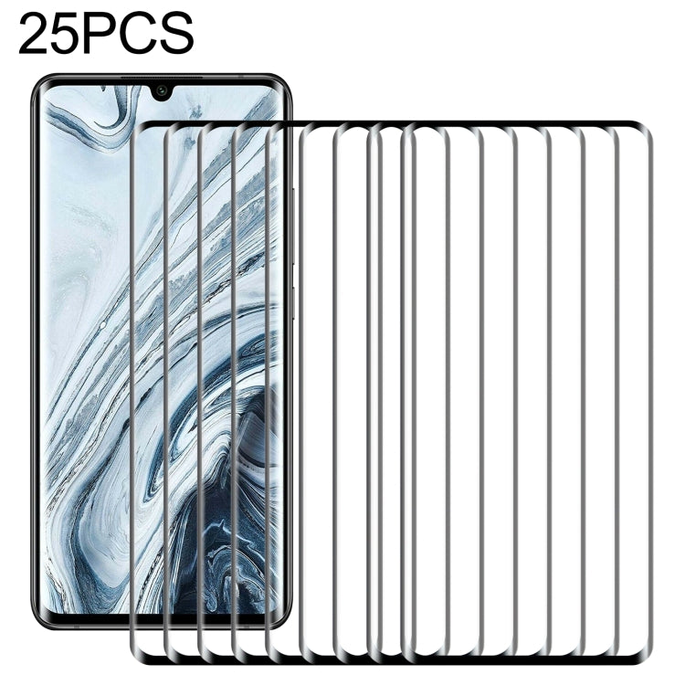 Set of 25 curved tempered glass screen protectors for smartphone screens