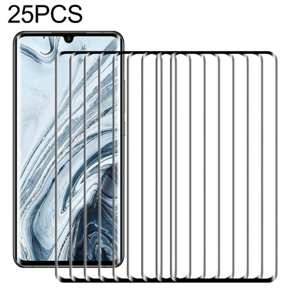 Set of 25 curved tempered glass screen protectors for smartphone screens